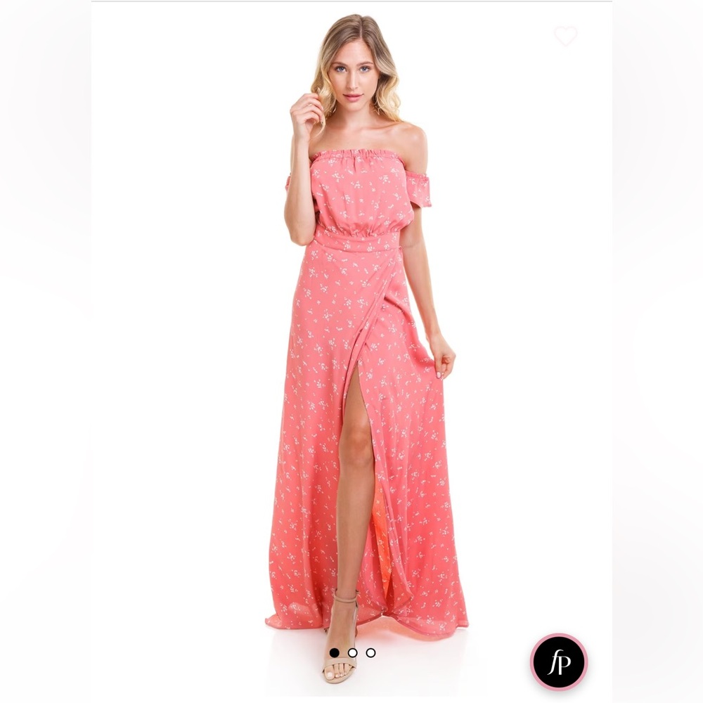 Flynn Skye Bella Pink Off The Shoulder Maxi Dress Size Small